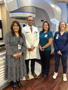 Renu Sharma, MS, Director of Medical Physics, Mazen Mislmani, MD, Division Chief, Radiation Oncology, Bridget VandenBussche, CPHRM, Executive Director and Brittany Dominick, BSRT, Radiation Therapy Manager